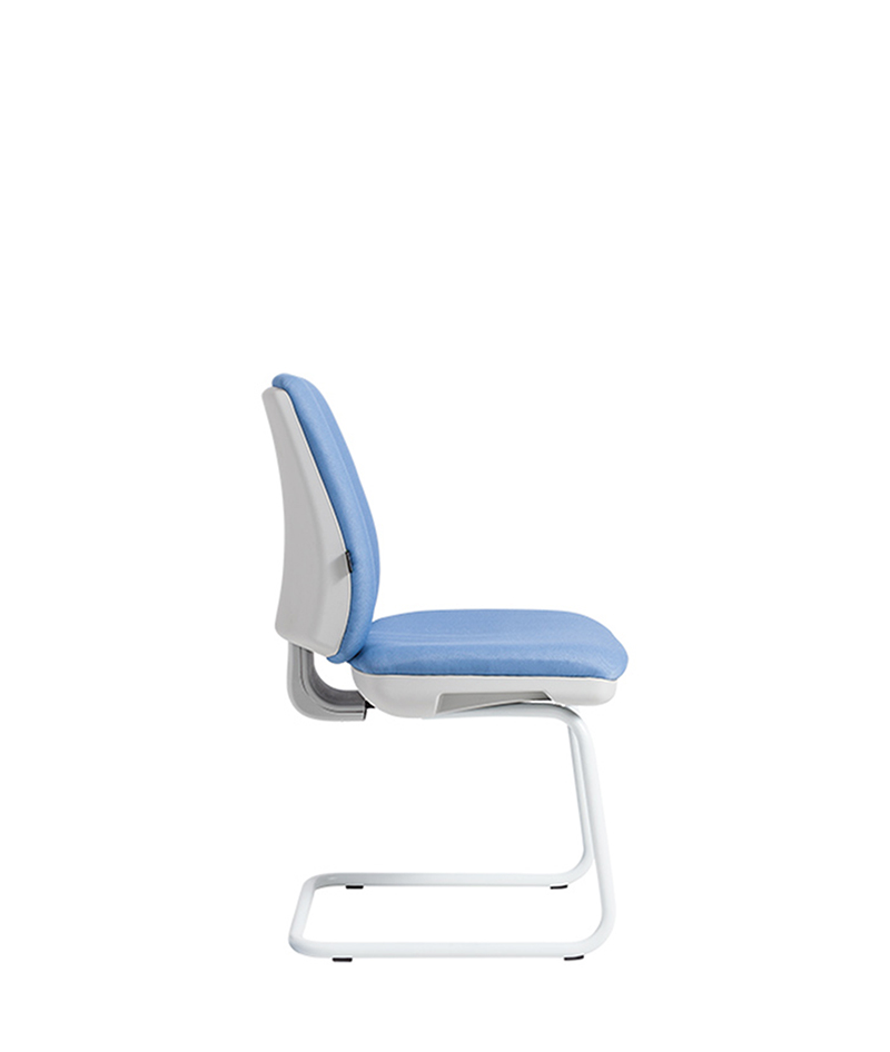seduta orion blue visitatore slitta operativa artigianale di design per ufficio vista3 laterale moschella