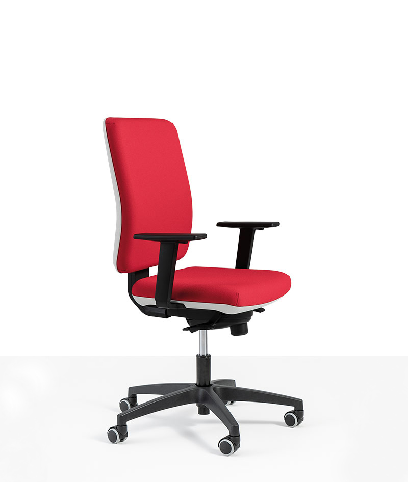 seduta ready alta rosso operativa artigianale di design per ufficio vista2 trequarti moschella