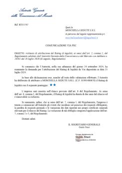Copertina AGCM - RATING LEGALITÀ Moschella Sedute